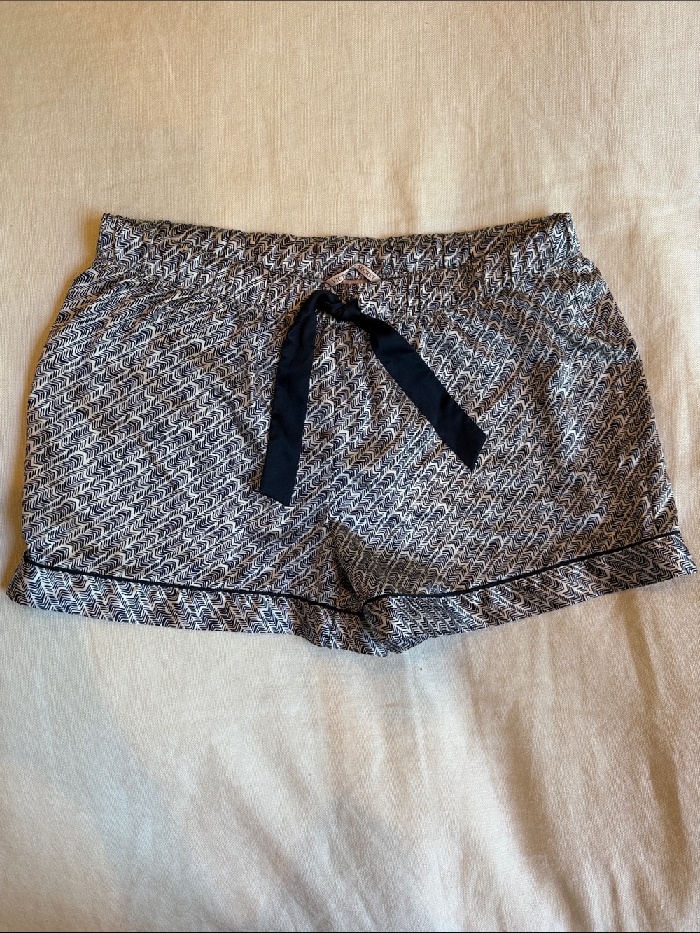 Victoria's Secret Black & White Printed Satin Lounge Shorts